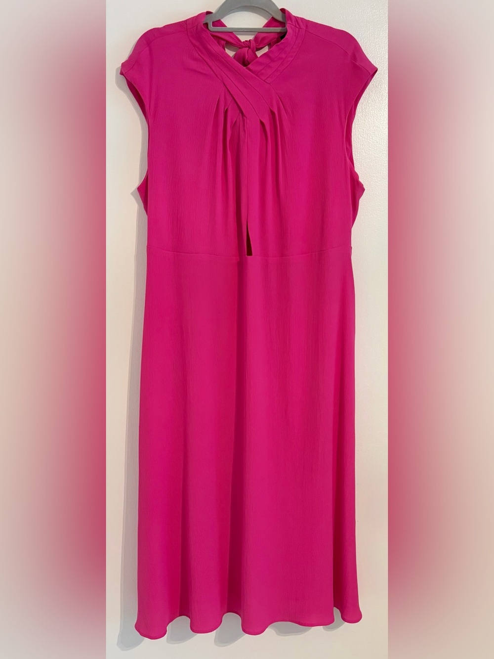 SCOOP XXL 20 Hot Pink Tie Neck Midi Dress Plus Size